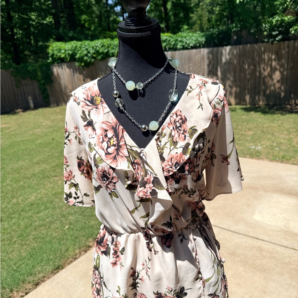 Sienna Sky Cream Floral Ruffle Wrap Top